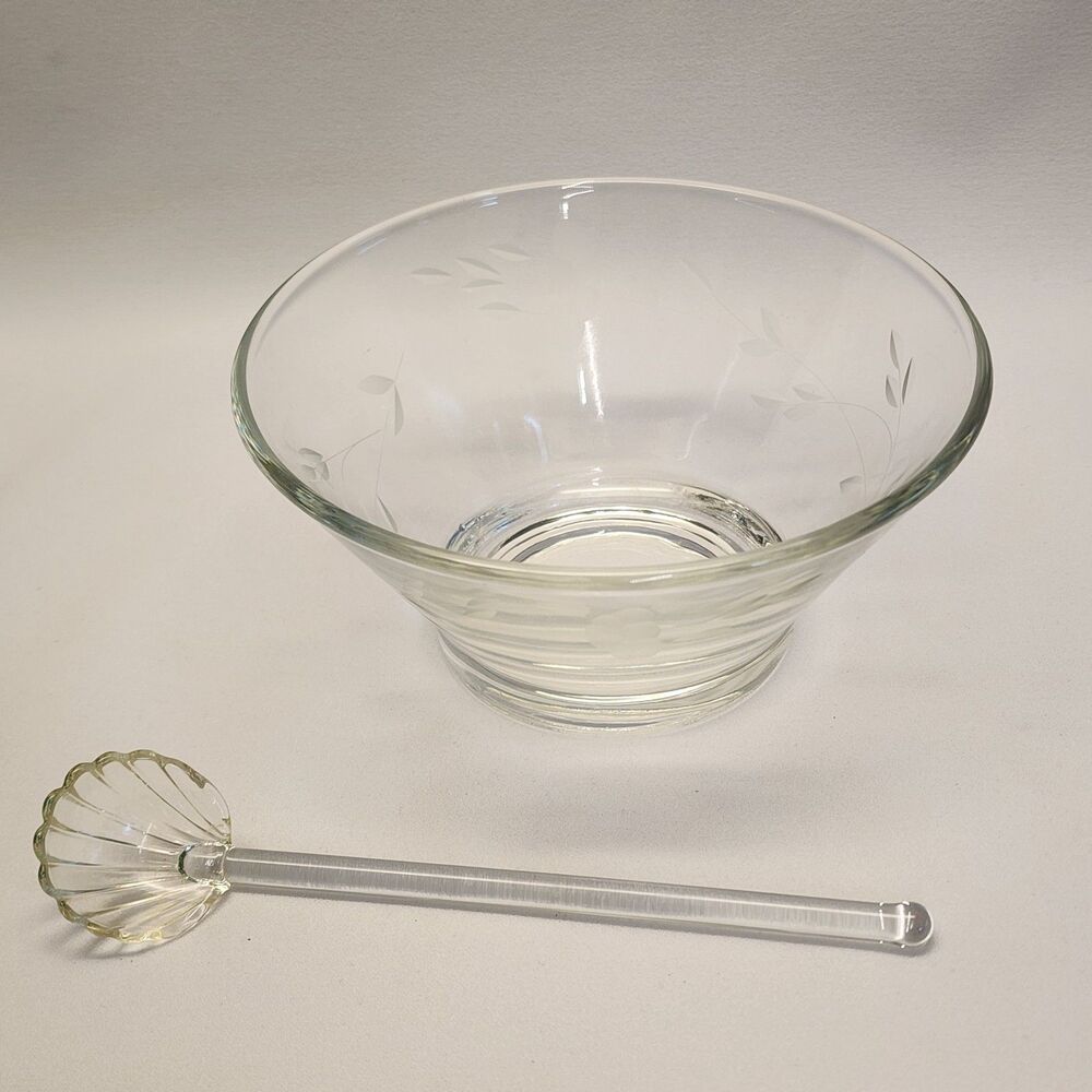 PRINCESS HOUSE Heritage Condiment Jelly Set Bowl Spoon Etched Crystal